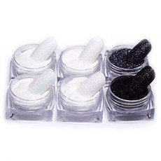 美甲用星光砂糖粉組 6 KG_04_02, 黑，白, 1套