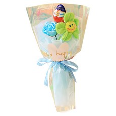 센트바스켓 비누꽃 스마일 킨더조이 꽃다발, 연두(꽃다발), 랜덤 발송(킨더조이), 1개