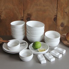 CCLIME 韓國餐具組 24入, 奶油白, 7種