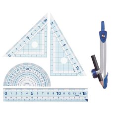Raymay 書寫繪圖量尺組 零距離三角板 + 分度器尺 + 圓規, APJ907, 1組