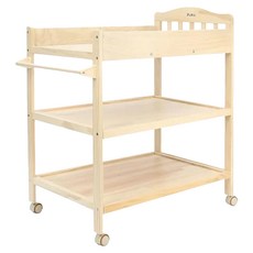 布布島 實木尿布台 + 防水墊, 原木色