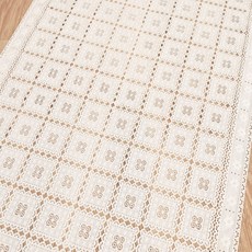 DEKOREA 北歐風蕾絲防水塗層桌布 FL2964, 1個, 寬 50cm x 長 5m, 米色