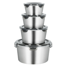 韓式廚房帶蓋密封保鮮碗4件組 GE1301D 791g, 4個容器及相配的蓋子, 1組