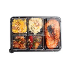 塑膠餐盒 5格 黑色, 20件, 1個