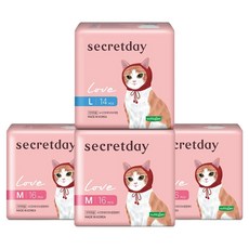 secretday 韓國原裝進口 Love系列 衛生棉組合包 中型 16片 x 3包 + 大型 14片 x 1包, 中型 + 大型, 1組