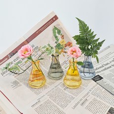 Breeze 三角玻璃花瓶 4件組, 灰色, 藍色, 芥末黃