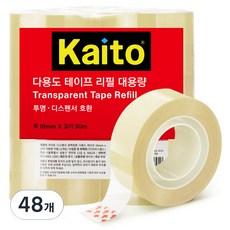 KAITO 完美兼容膠帶台 多用途透明玻璃紙膠帶 補充裝 18mm x 30m, 48個