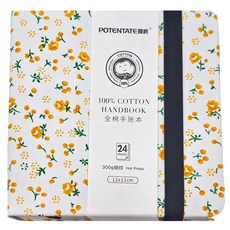 POTENTATE 遵爵 全棉手帳本 120x120mm 300g細紋紙 24張, 細紋碎花 白色, 1本