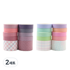 indi.k 甜蜜夢境 如夢 1cm x 2m + 馬卡龍紙膠帶組 2.5cm x 2m, 混合色, 2套