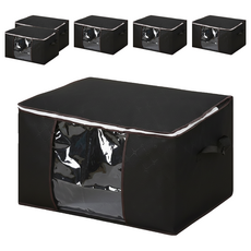 小麥購物 大容量棉被衣物收納袋 L2360 橫款, 6個, 黑色