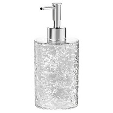 冰川紋 圓形400ml 透銀色 按壓式 乳液/洗髮精/沐浴乳 旅行分裝瓶, 1個
