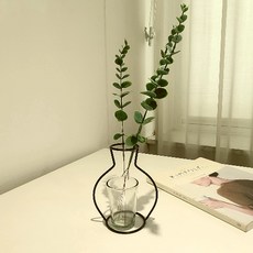 Alice Home 鐵製黑色金屬線玻璃花瓶 圓形款, 單一顏色