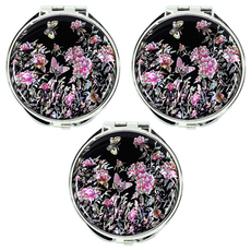 P&K Korea 高級螺鈿手持鏡, 3個, 牡丹蝴蝶