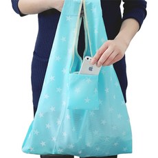 環保購物袋 6個, 55 x 33 x 5cm, 天藍底星星