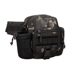 Q-rang 慢跑軍事風多口袋斜揹包, 黑色圖案