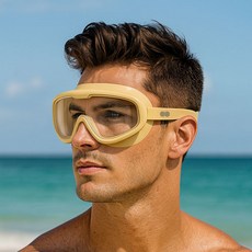 JANGSABU 成人寬視野泳鏡, 米色, 1個