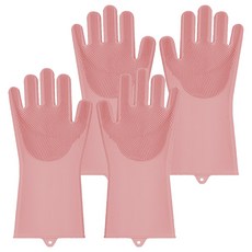 EVA矽膠清潔手套, 花朵粉, 2個