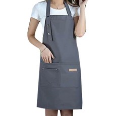 TING FRIWER COOK 工作圍裙 灰色 帆布 防水防油 耐髒耐磨 多口袋 男女均碼, 2件