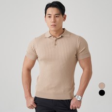 CARET 男士肌肉版型翻領短袖針織衫