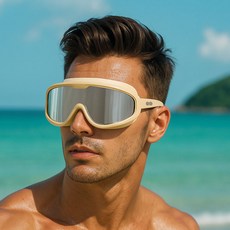 JANGSABU 成人寬視野泳鏡, 米色鍍膜, 1個