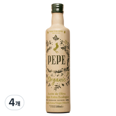 페페 유기농 냉압착 엑스트라버진 올리브유, 500ml, 4개