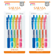 ZEBRA 斑馬牌 SARASA 斑馬夾全新筆 5 件組 0.5 mm, 鈷藍色, 淺藍色, 淺綠色, 橘色, 粉紅色, 2套