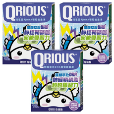 QRIOUS 奇瑞斯 閃電靈光DHA+神經鞘磷脂葡萄能量凍, 藻類萃取DHA 200mg, 神經鞘磷脂 80mg, 15包, 3盒