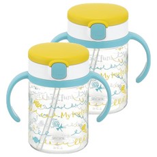 Richell 利其爾 AQ 馬克杯吸管杯, 黃色, 200ml, 2個