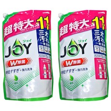 P&G JOY W除菌消毒 速淨除油濃縮洗碗精特大補充包，日本原裝進口，超特大11回分，強力洗淨，綠茶, 1.425L, 2包
