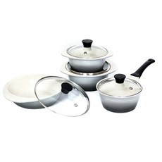 PAllAS 綜合不沾湯鍋 4件組, 單鍋18cm+正鍋+18cm+20cm+火鍋24cm, 灰色+大理石