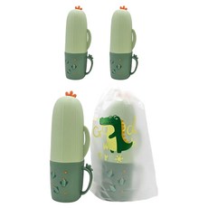 Aurafam 兒童用仙人掌便攜式旅行用漱口杯牙刷盒, 綠色, 3個