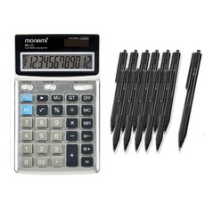 모나미 계산기 MC-111 + 볼펜 FX153 1.0mm 12p, 블랙, 1개