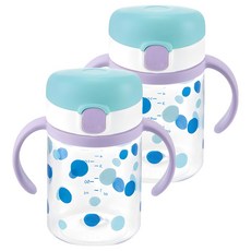 Richell 利其爾 AQ外出用飲水杯吸管杯, 淺藍色, 320ml, 2個