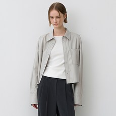 AtelierNain 女款短版皮革襯衫 Z-BL-4207