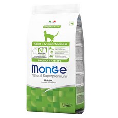 MonGe 瑪恩吉 成貓用 天然全能 乾飼料, 兔肉, 1.5kg, 1袋