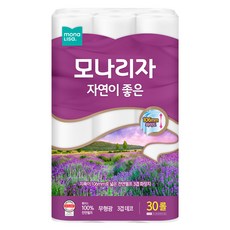 mona LISa. 自然好感天然紙漿3層高級捲筒衛生紙, 30m, 30捲, 1個