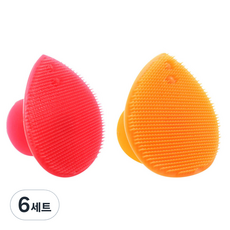 피부사랑 실리콘 클렌징 패드 2p 세트, 레드, 오렌지, 6세트