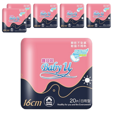 Baby u 寶貝妮 親膚衛生護墊 16cm 20片/日用型, 20片, 6包