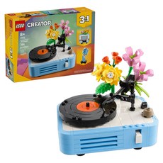 LEGO 樂高 創意三合一系列 花飾唱片機積木玩具 366片 培養建構技能, 1組, 花飾唱片機