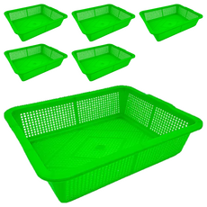 震嶸塑膠 450公文林 置物籃 收納籃, 43.5 x 33 x 11cm, 綠色, 6個
