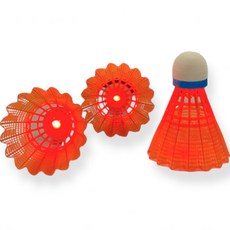 RelaxPick LED 夜光螢光羽球, 1個, 3入, 橘色