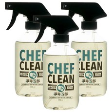 CHEF CLEAN 淨毒五郎 蔬果清潔劑噴頭罐, EcoCert認證, 植物來源, 溫和清潔, 節省用量, 400ml, 3瓶