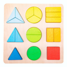 New Classic Toys 幼幼幾何形狀拼圖玩具, 荷蘭木玩品牌, 天然木材無毒塗料, 精緻擬真學習玩具, 1組, 18