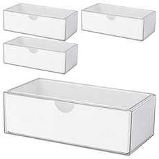 浴室櫃收納盒 抽屜式, 4個, 白色