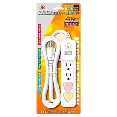 CENTENARY 成電牌 CT-3I47B 1切4座3孔延長線 過載自動斷電保護 安全高阻燃耐高溫防火材質, 1.8m, 白色, 1條