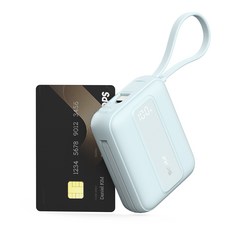 프롭스 30W PPS 초고속 충전 10000mAh 기내반입 미니 일체형 휴대용 보조배터리, 아쿠아, PFB112A10