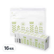[쿠팡수입] 니토리 슬라이딩 스탠딩 지퍼백 그린 플라워 M 18매, 중(M), 18개, 16세트
