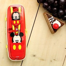 LILFANT 米奇學習筷+湯匙+收納盒組, 紅色, 1組, 勺子+筷子+箱子