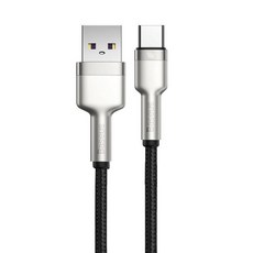 Baseus 倍思 金屬卡福樂系列 數據線 USB to Type-C 40W, 鋅合金+編織尼龍線, 480Mbps高速傳輸, 2m, 黑色, 1條