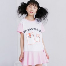 잭키드 여아 통기성 프렌즈 캣 원피스